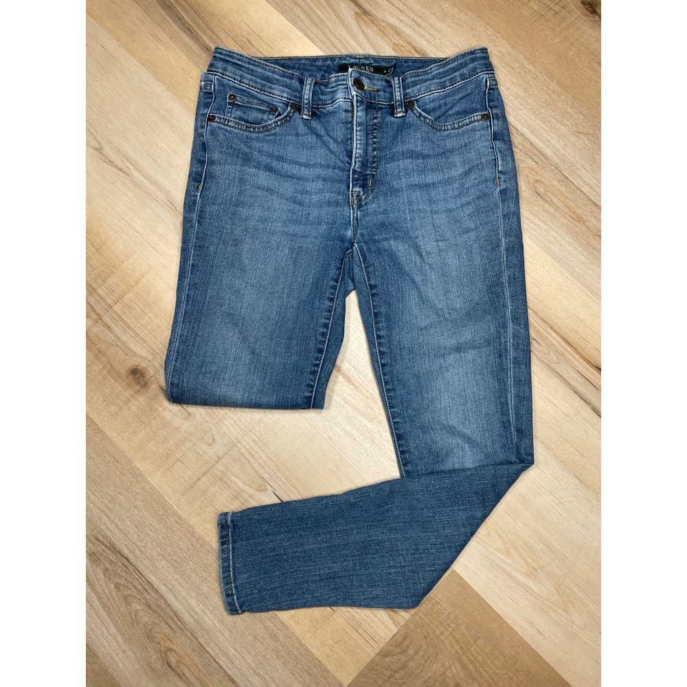 Lauren Ralph Lauren Premier Skinny Cropped Jeans Blue Medium Wash Womens Size 2